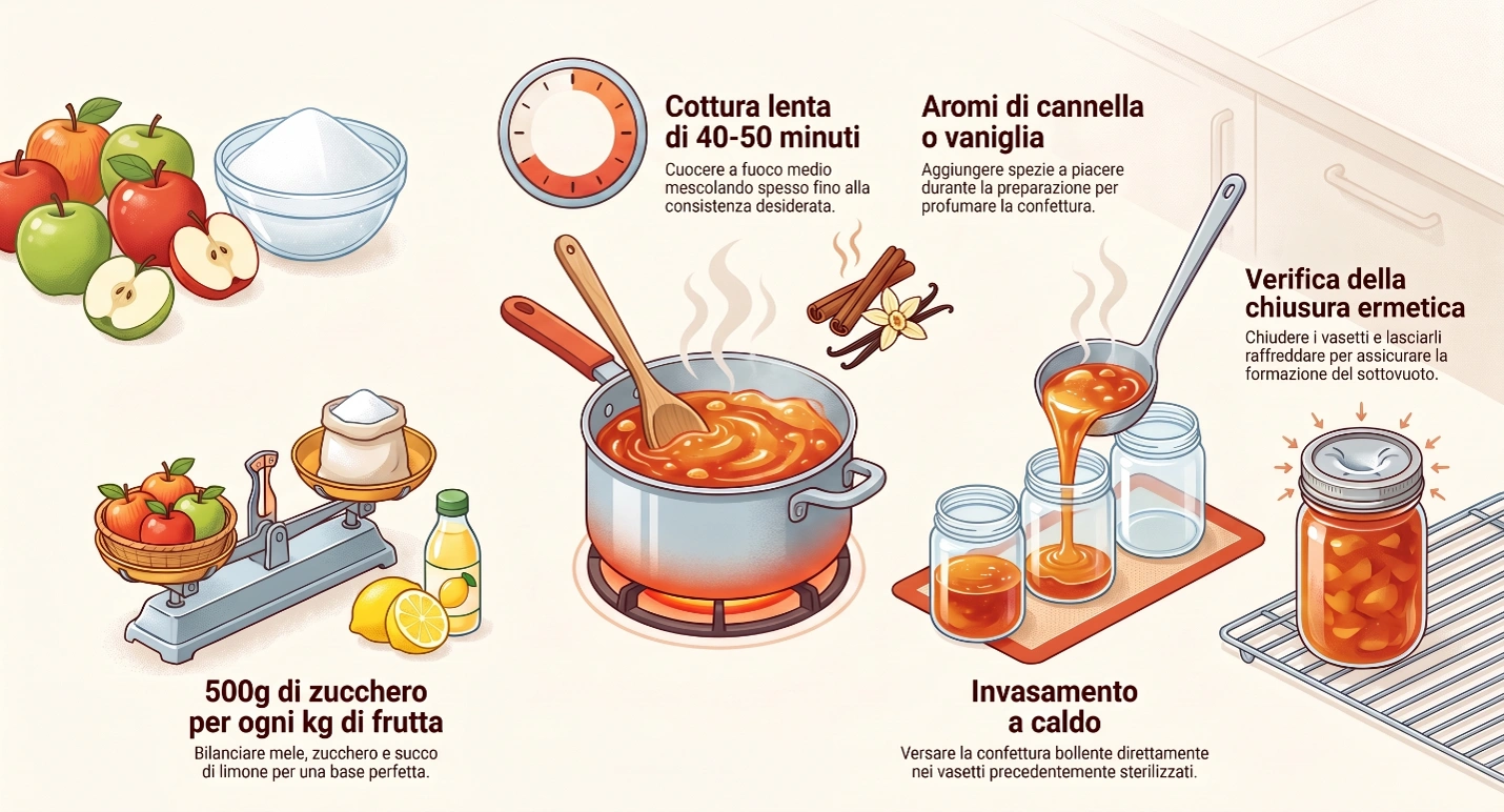 Infografica sulla preparazione della confettura di mele